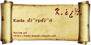 Kada Árpád névjegykártya