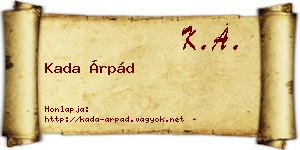 Kada Árpád névjegykártya